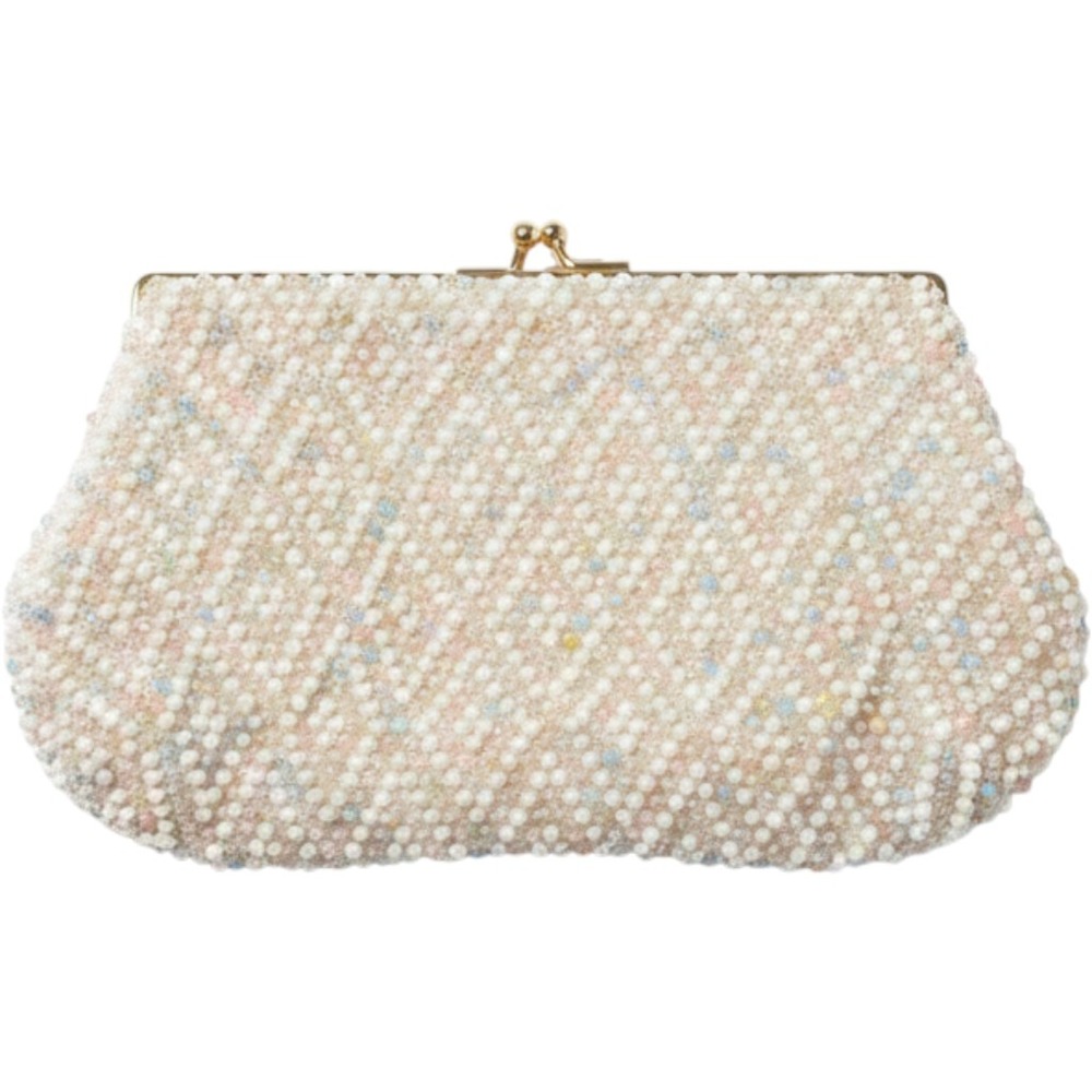 Vintage 1950s Lumured Corde Bead Pastel Candy Dot Clutch Purse